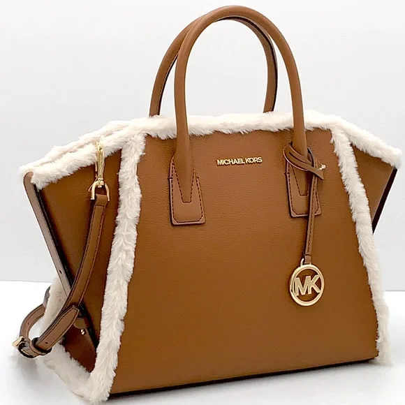 MICHAEL KORS AVRIL LARGE TOP ZIP SATCHEL LUGGAGE MULTI COLOR WITH FLUFFY - Picture 2 of 16